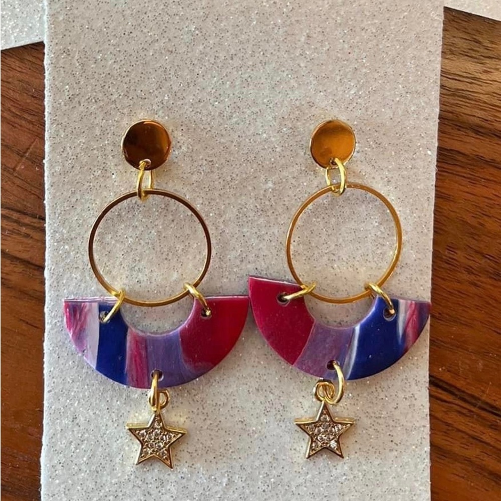 Polymer clay dangle earrings for 4th of July